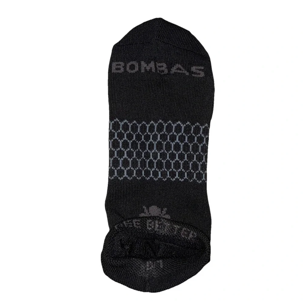 BOMBAS Socks Men's L (US 9.5-13) Black Gray Ankle‎ Logo NEW